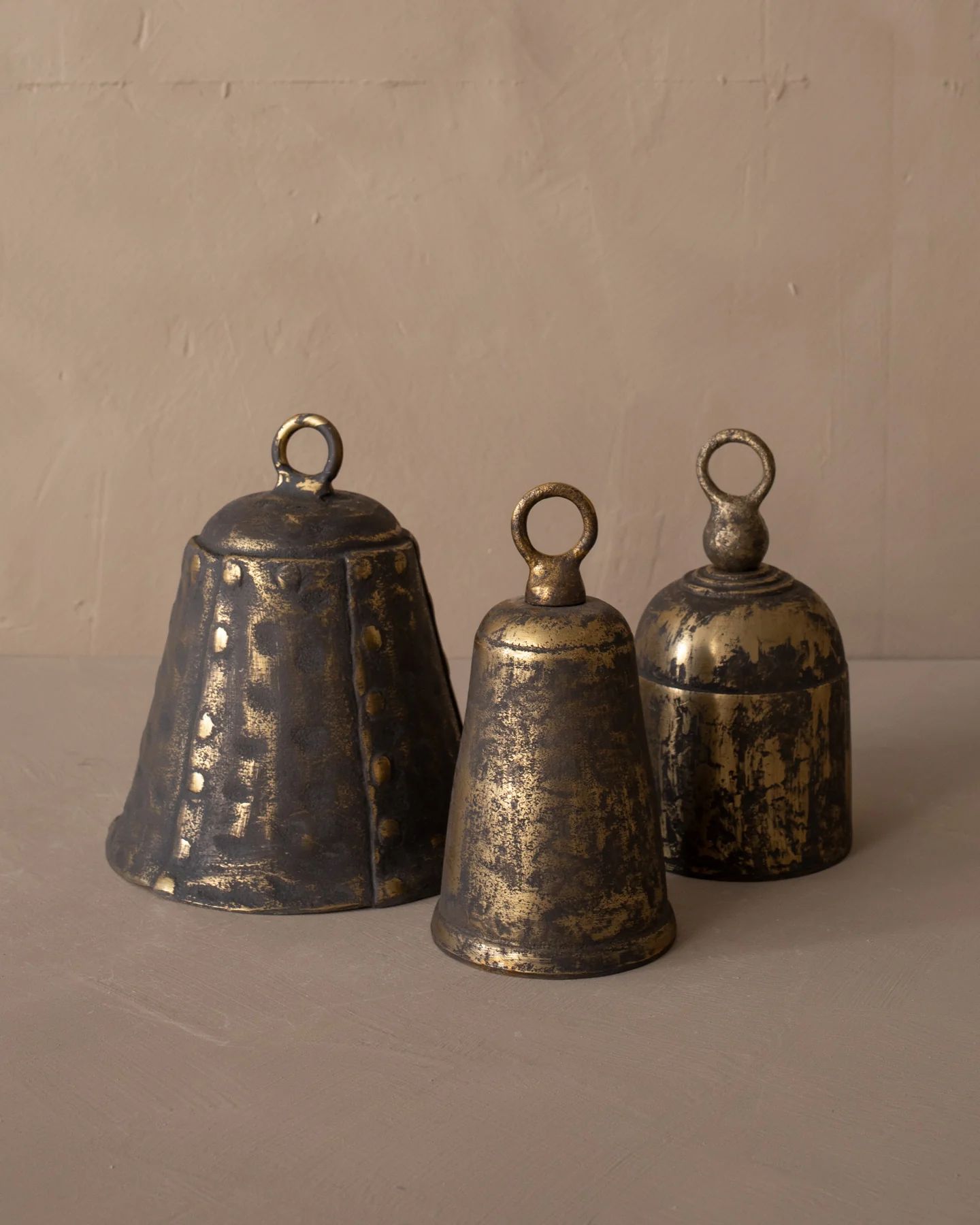 Antiqued Brass Bells | The Vintage Rug Shop