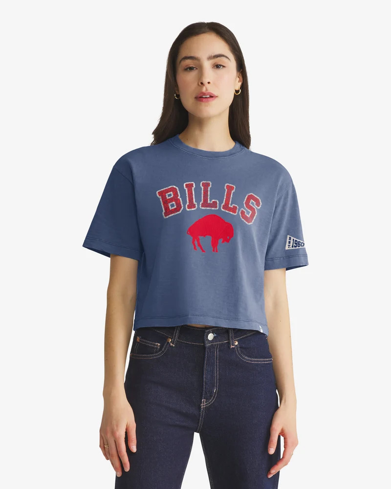 BUFFALO BILLS HISTORIC ELMORE WELL WORN '47 HEAVY SLUB TEE WOMENS - Blue | '47Brand