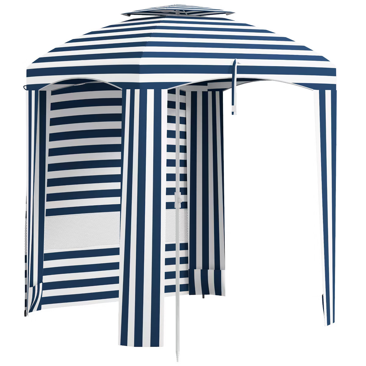 Outsunny 5.8' x 5.8' Cabana Umbrella, Outdoor Beach Umbrella with Double-top, Windows, Sandbags, ... | Target