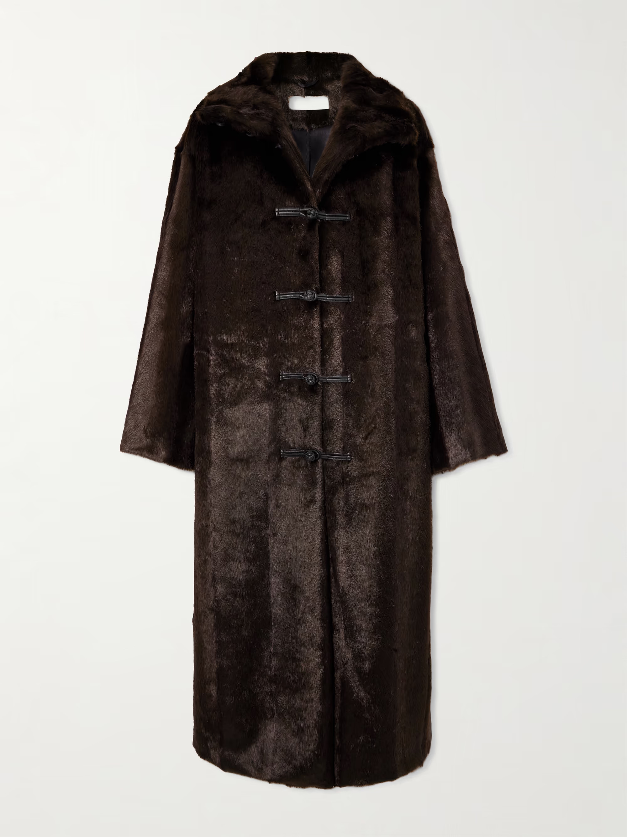 Leather-trimmed plush coat | NET-A-PORTER (UK & EU)