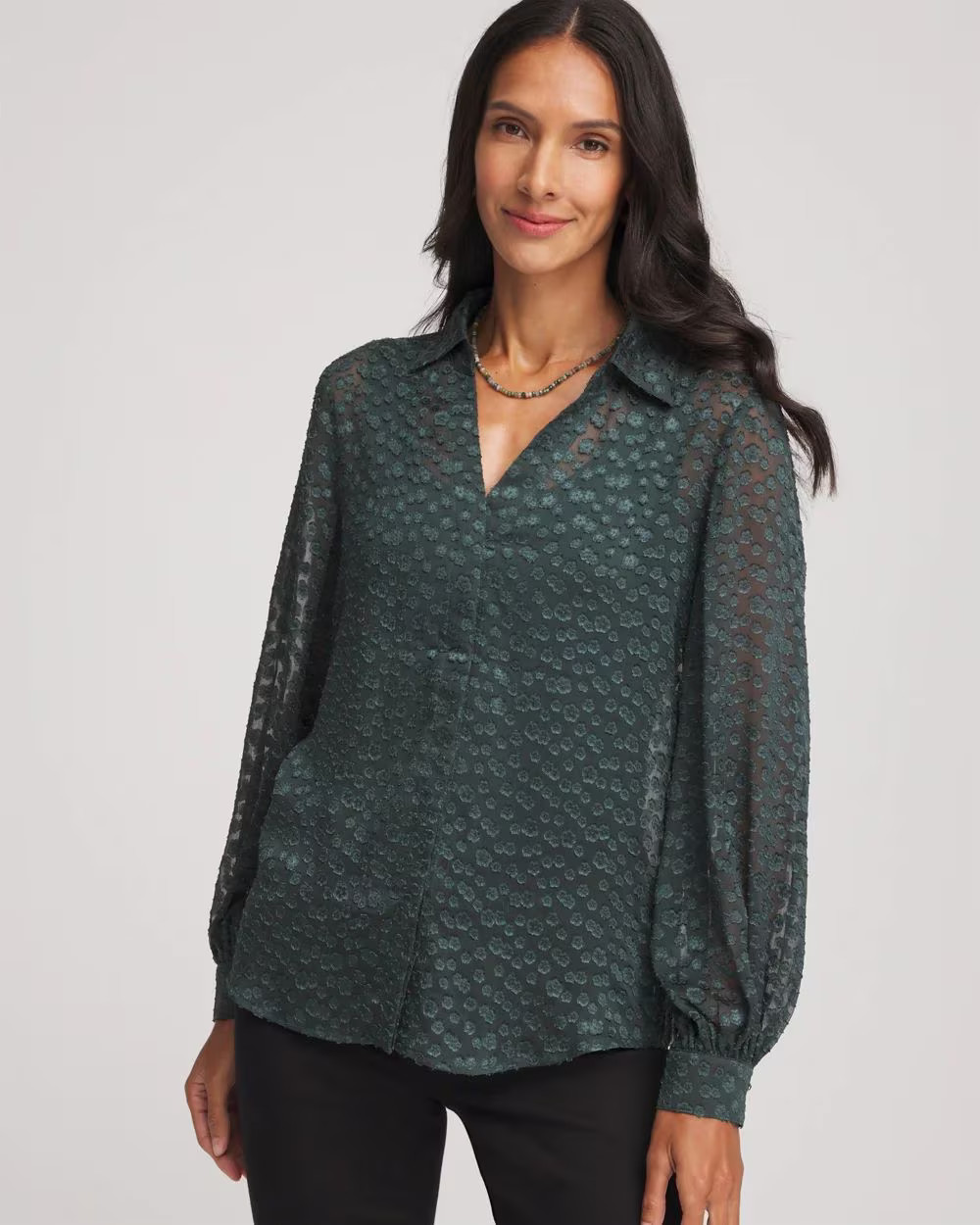 Clip-Dot Billow-Sleeve Blouse | Chico's