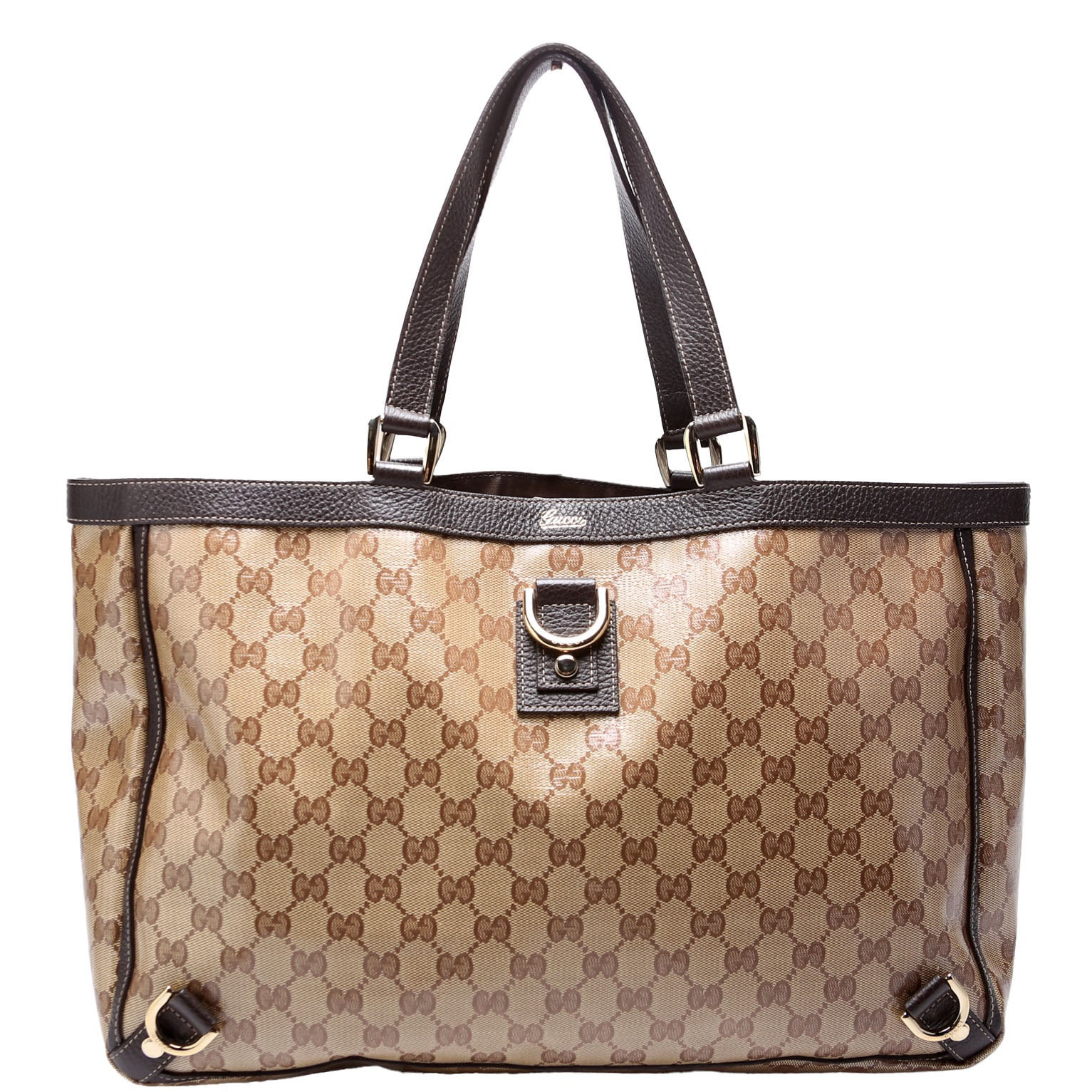 293580 GG Crystal Abbey D Ring Large Tote Brown | Keeks Designer Handbags