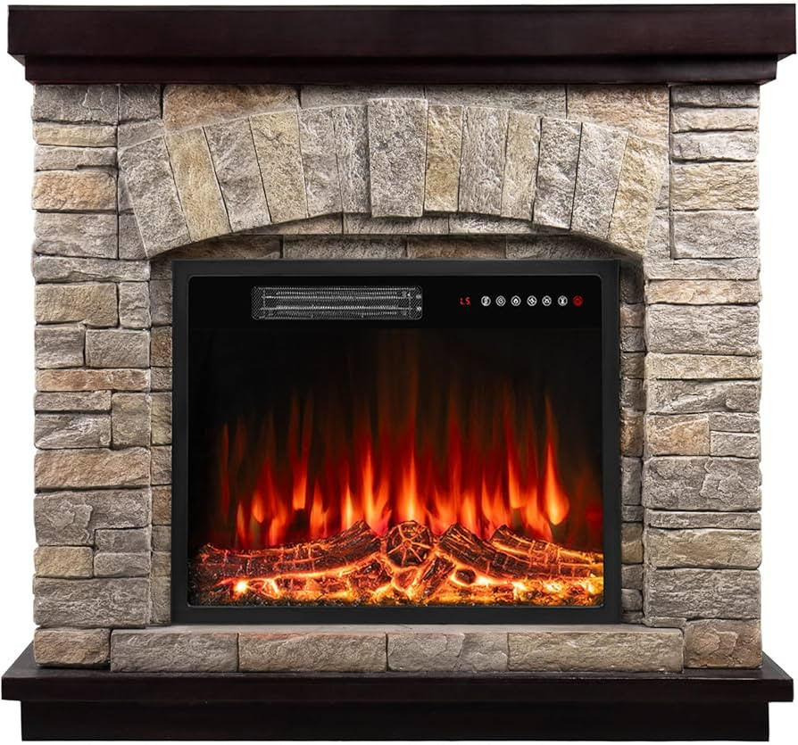 BOSSIN 40" Electric Fireplace with Mantel, 23 inch Electric Fireplace Insert, TV Stand Freestandi... | Amazon (US)