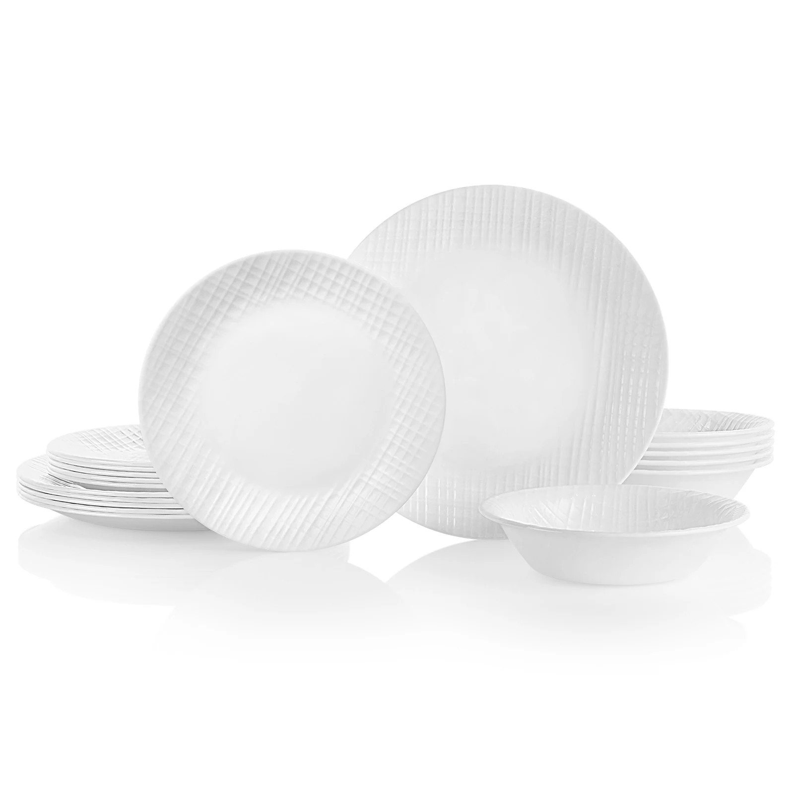 Corelle 18 -Piece Glass Dinnerware in White | 1141882 | Lowe's