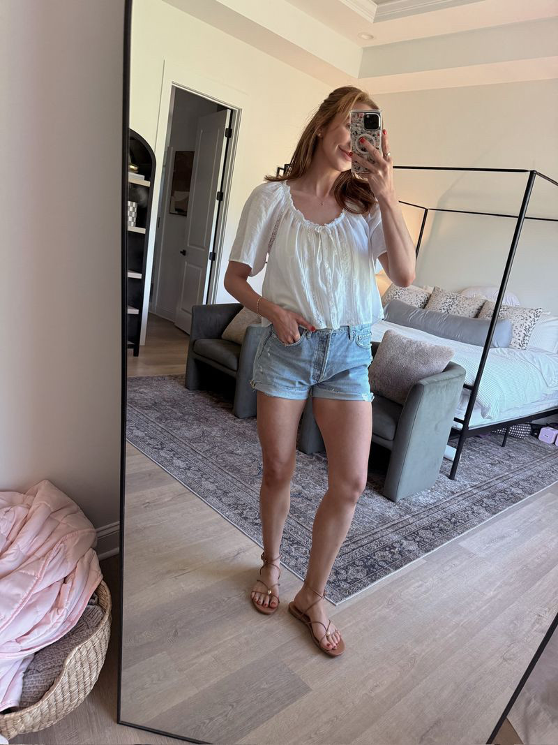 OOTD with my new Aerie top that is so lightweight and airy 🤍 Perfect for hot days when you still want to feel cute and comfortable!
 

 #LTKootd #LTKmomlife #LTKSeasonal