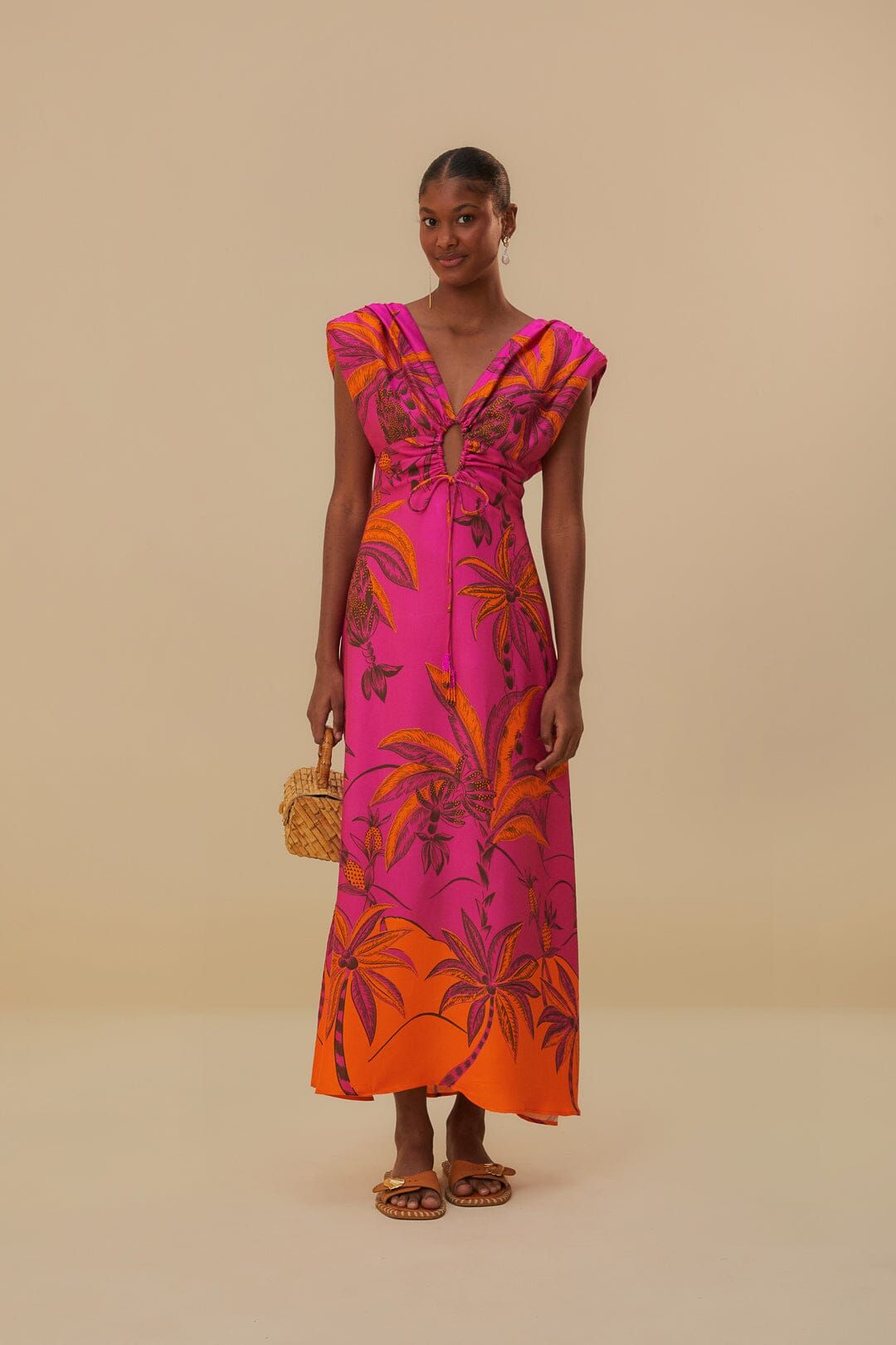 Pink Beach Forest Lenzing™ Ecovero™ Viscose Maxi Dress | FarmRio