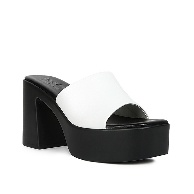 Rag & Co Scandal Platform Sandal | Women's | Black/White | Size 10 | Sandals | Block | Platform | Slide | DSW