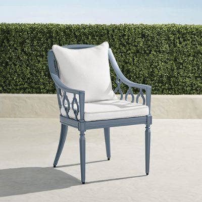 Avery Dining Arm Chair with Cushions in Moonlight Blue Finish | Frontgate