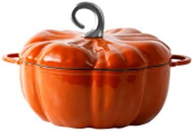 Creative Pumpkin Shape Enamel Cast Iron Pot, 24cm Induction Cooker Stew Pot With Lid, 3.7L Orange | Amazon (US)