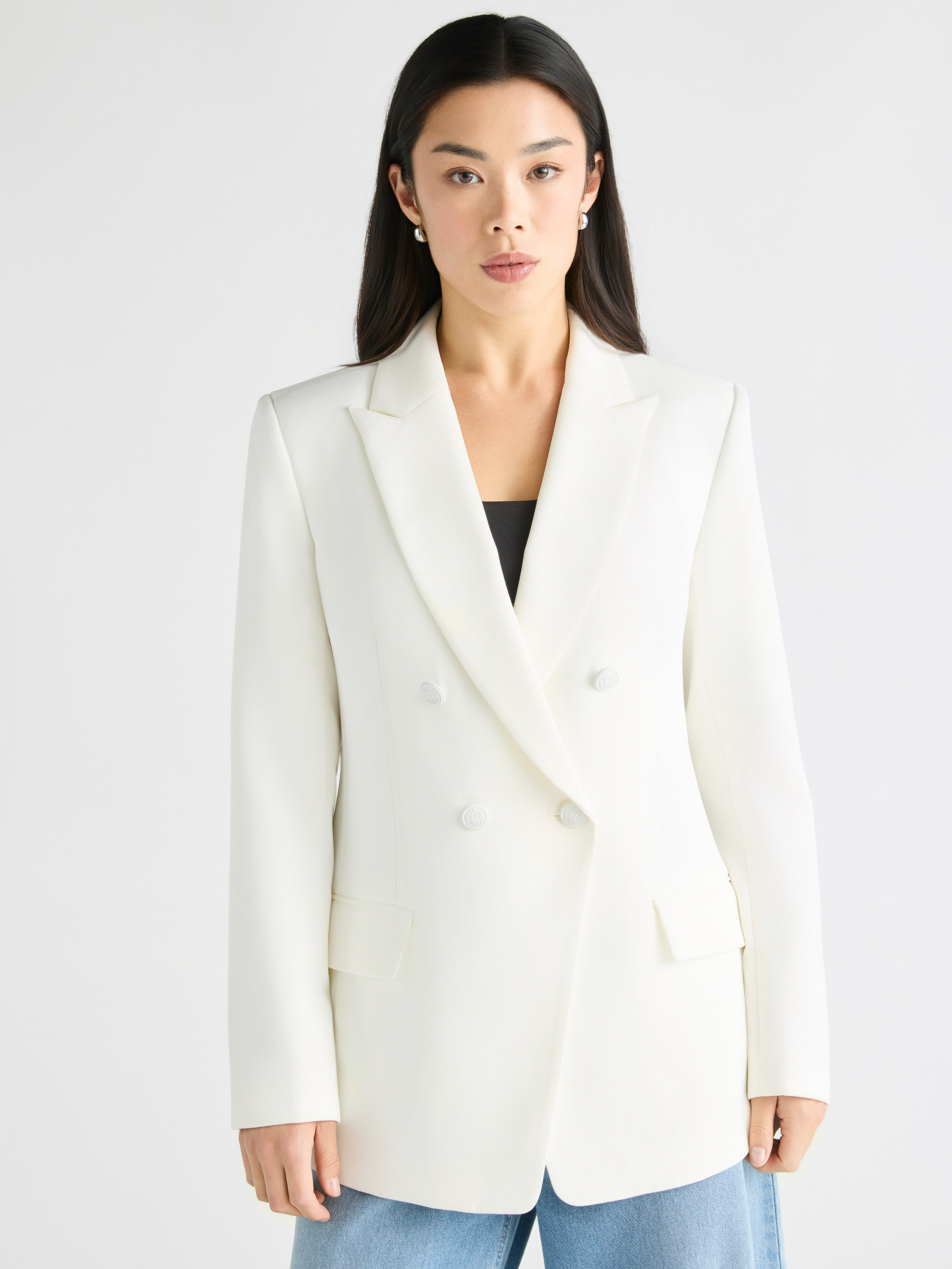Scoop Women's Slim Fit Double Breasted Blazer, Sizes XS-XXL | Walmart (US)