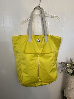 Lululemon Go With The Flow Tote Bag Bright Yellow Pockets Extra Large | eBay US