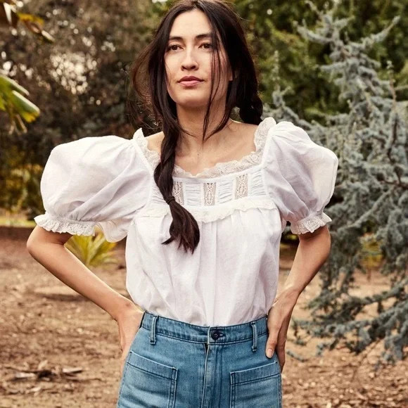 Doen White Puff Sleeve Top | Poshmark