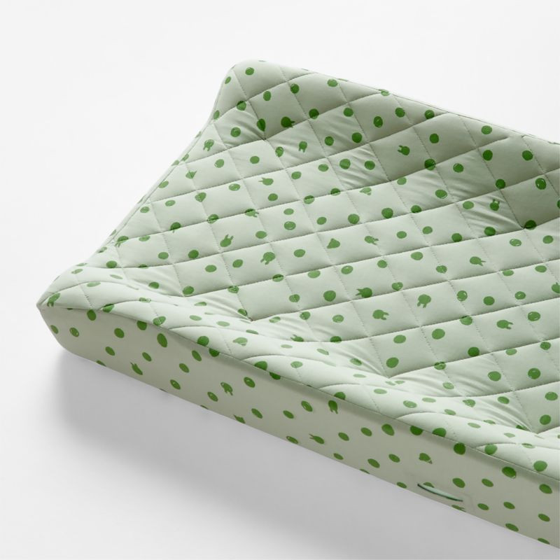 Green Animal Dot Organic Cotton Heathered Jersey Baby Changing Pad Cover + Reviews | Crate & Kids | Crate & Barrel