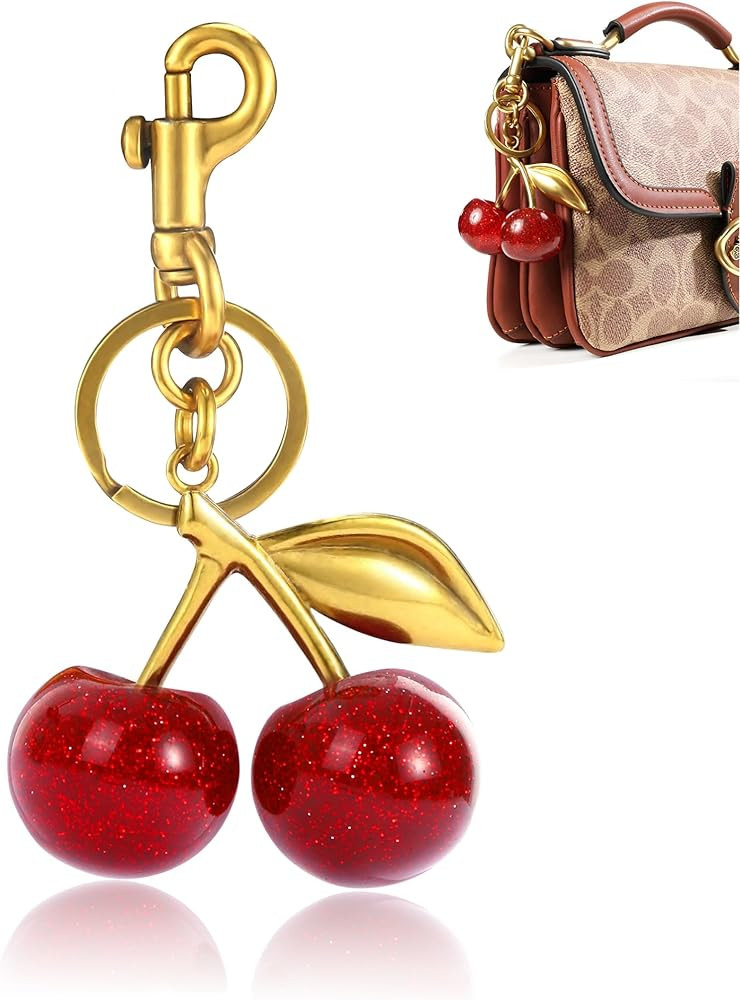 Glitter Cherry Bag Charm,Cherry Keychain Charms Accessory for Purses Bags Handbags | Amazon (US)