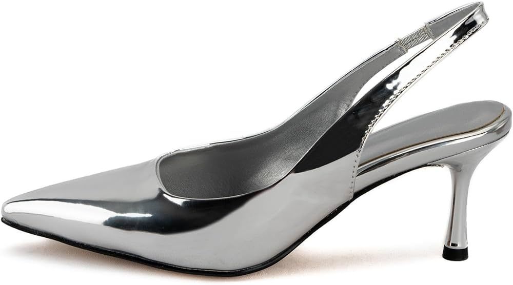 heelchic Metallic Pumps Shoes Women,Slingback Heels for Women,Sling Back Kitten Heels,Dress Shoes... | Amazon (US)