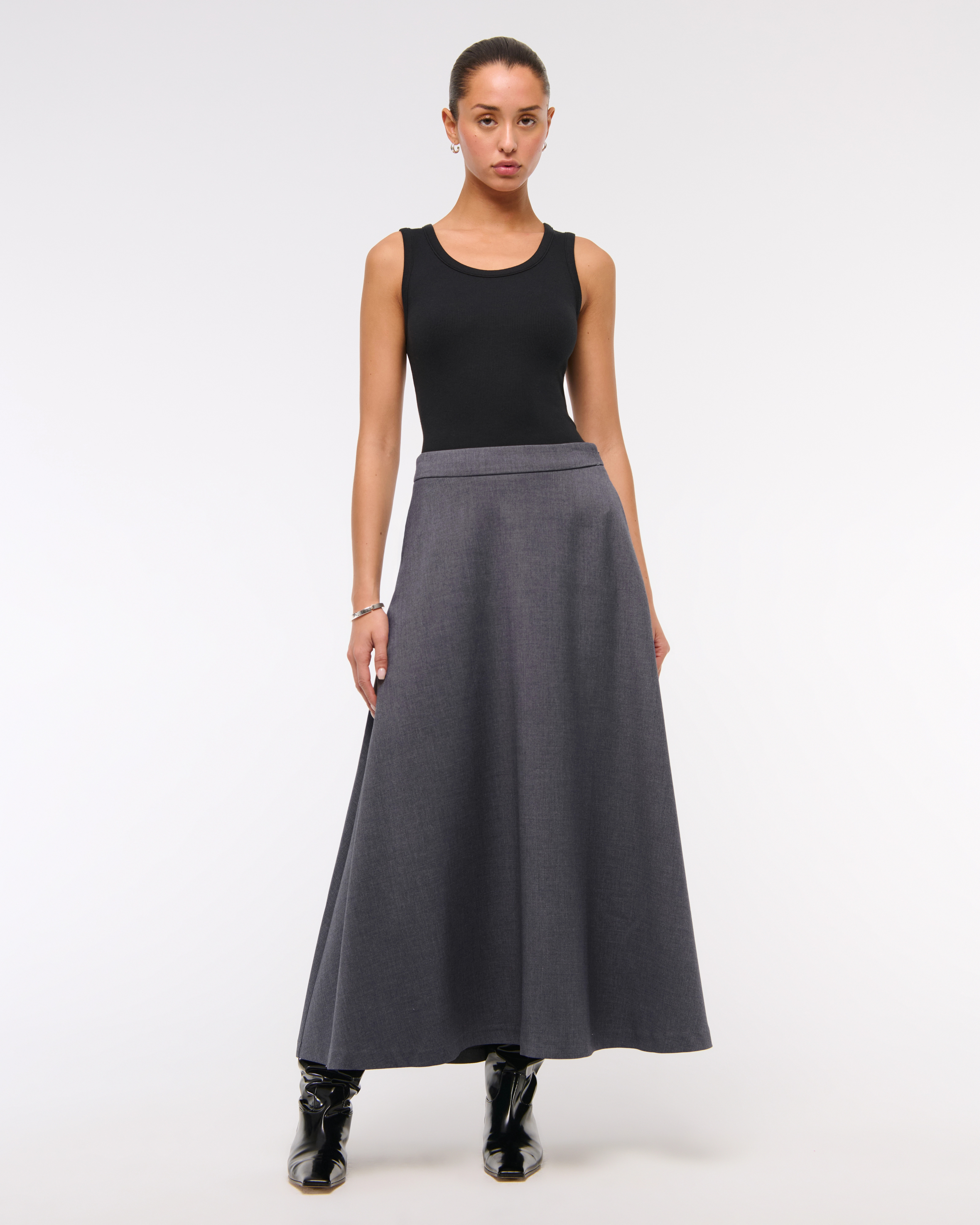 High Rise Circle-Cut Maxi Skirt | Abercrombie & Fitch (US)