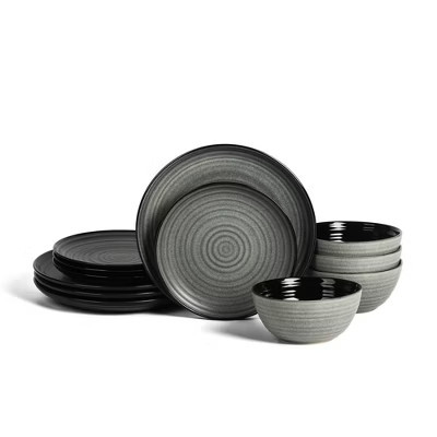 Stone Lain 12pc Dua Stoneware Dinnerware Set Black | Target
