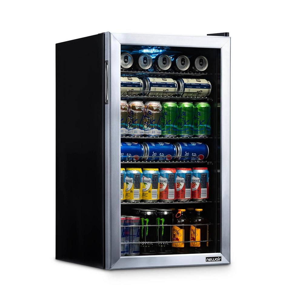 NewAir 19 in. 126 (12 oz) Can Freestanding Beverage Cooler Fridge with Adjustable Shelves - Stainles | The Home Depot