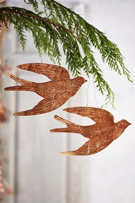 Golden Bird Ornaments, Set of 2 | Terrain