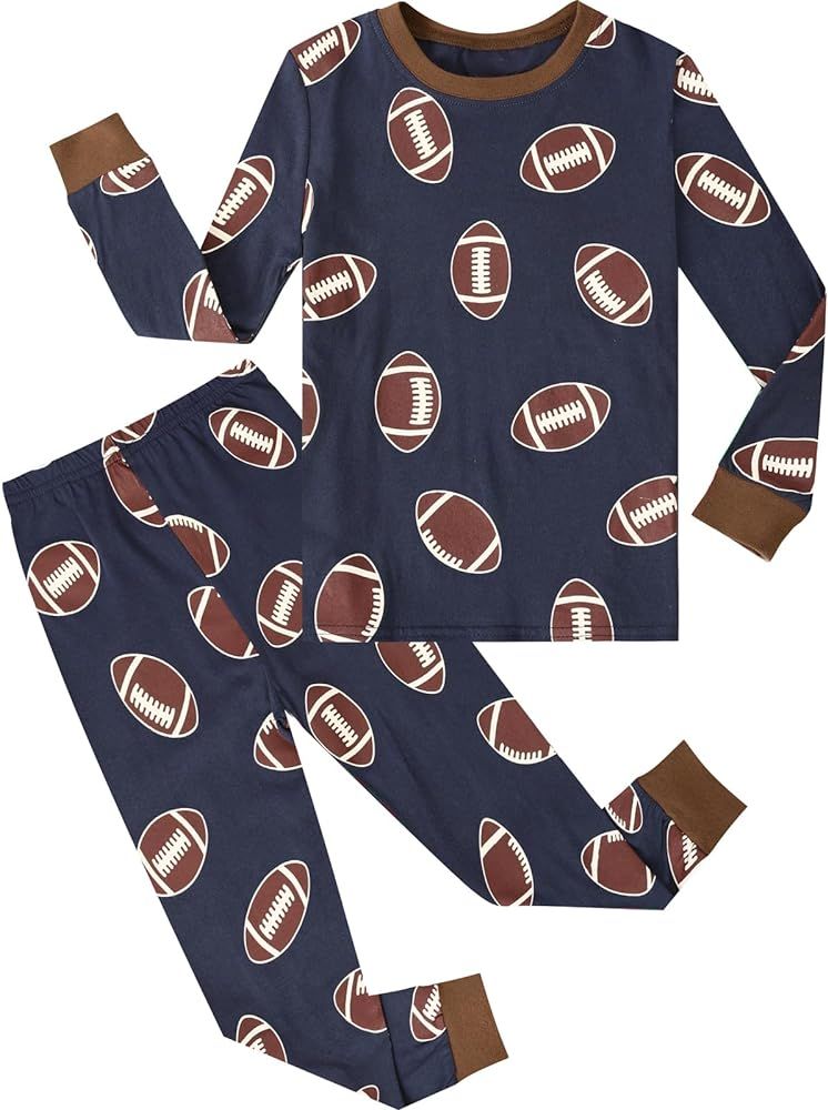 A&J DESIGN Boys Pajama Sets, 100% Cotton 2-Piece Sport Theme Pjs Set | Amazon (US)