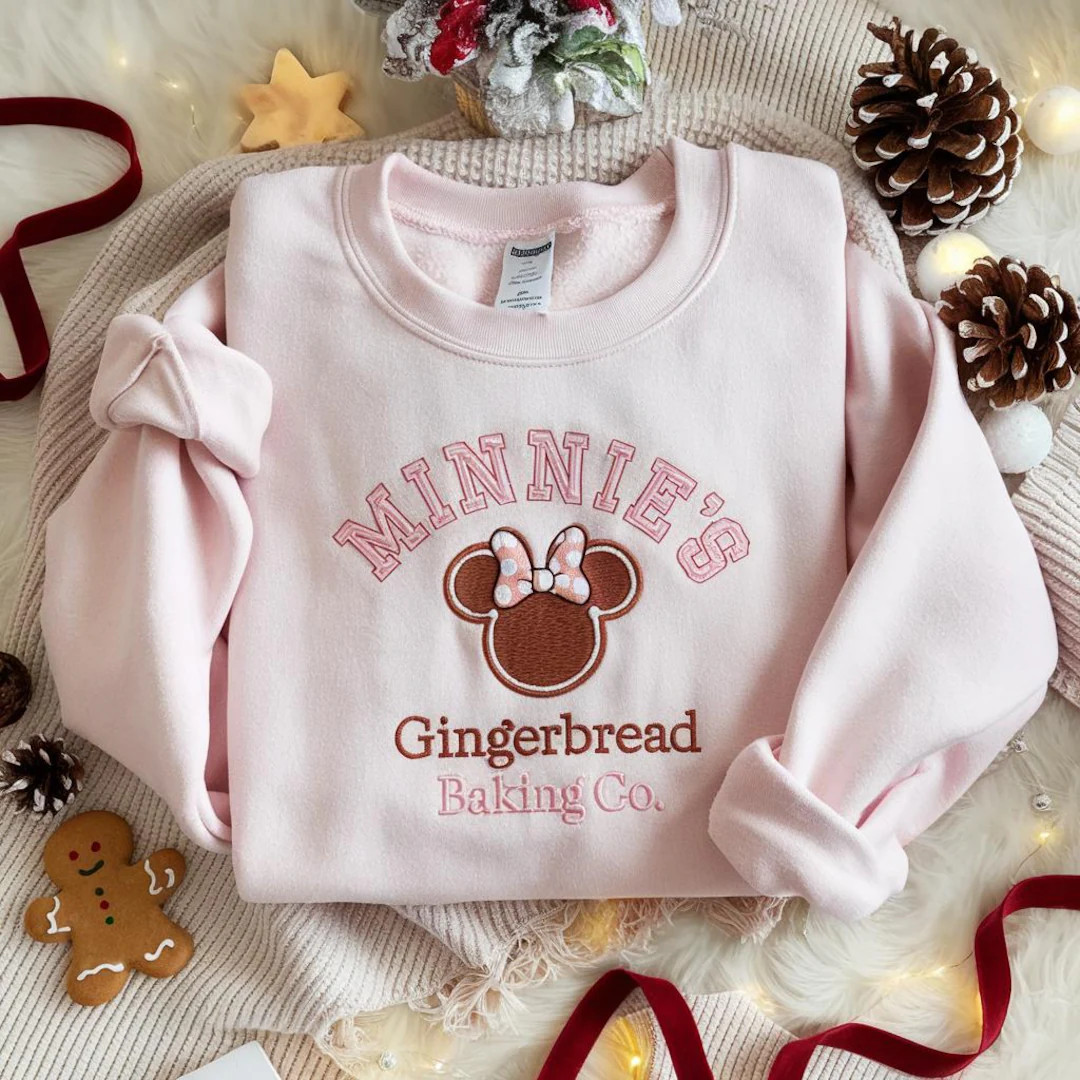 Minnie Gingerbread Embroidered Sweatshirt, Disney Christmas Tee, Disney Christmas Party Shirt, Di... | Etsy (US)