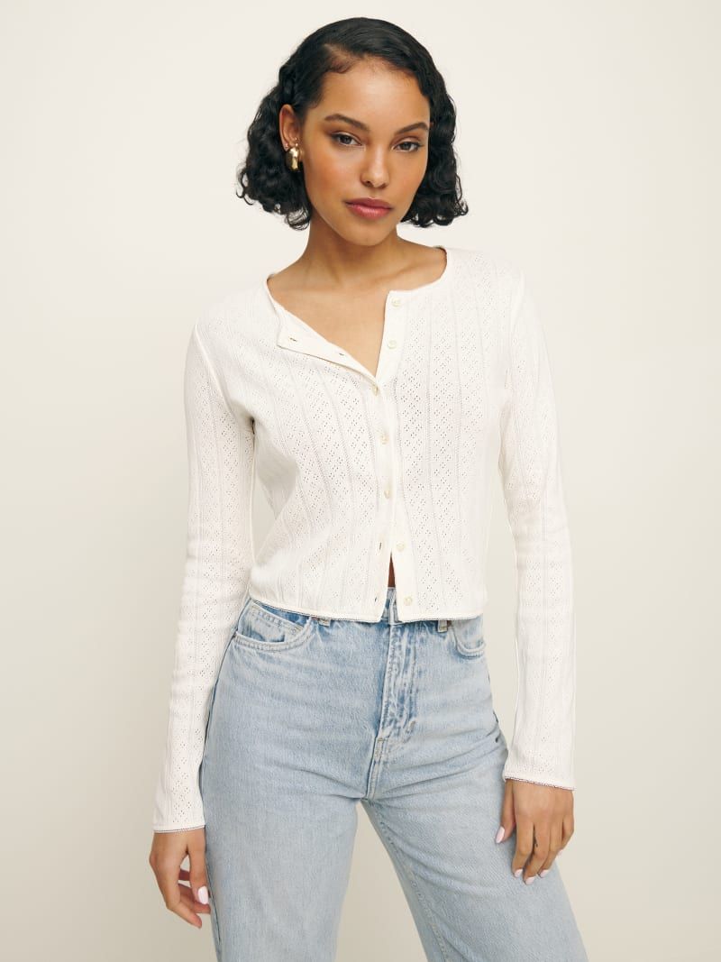 Ari Pointelle Knit Cardigan | Reformation (Global)