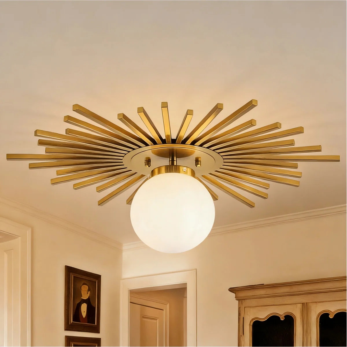 GlowCraft 1 - Light Modern Sunburst Flush Mount Ceiling Light for Hallway | Wayfair North America