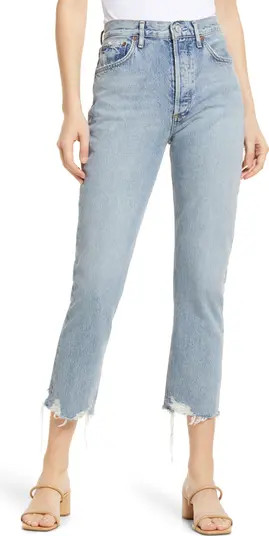 AGOLDE Riley High Waist Chewed Hem Jeans | Nordstrom | Nordstrom