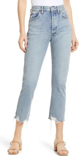 AGOLDE Riley High Waist Chewed Hem Jeans | Nordstrom | Nordstrom