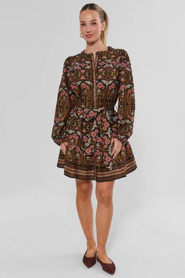Black Multi Printed Short Dress | Avara