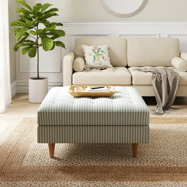Zoe Square Storage Footstool, Pinstripe | Dunelm (migrated)