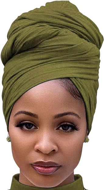 Turban Head Wraps For Women Stretch Jersey African Head Wrap Knit Headwraps Urban Hair Scarf Brea... | Amazon (US)