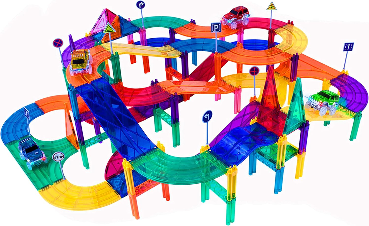 PicassoTiles 150 Piece Race Car Track Building Block Educational Toy Set Magnet Tile Magnetic Blo... | Amazon (US)