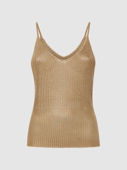 Reiss Gold Lara Metallic Vest | Reiss DE