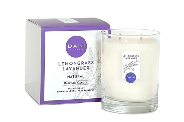 14oz Glass Lemongrass Lavender Candle - Large | DANI Naturals