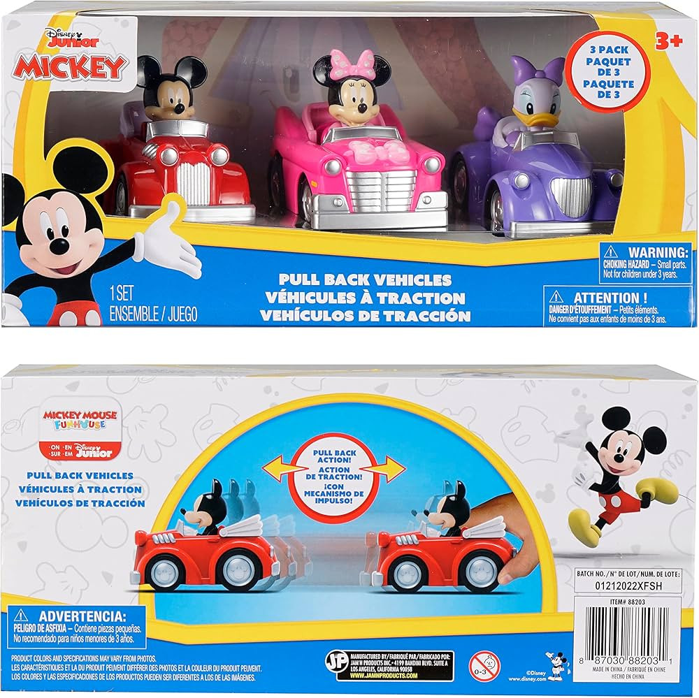 Disney Jr. 3.5" Pull-Back Assortment 3-Pack | Amazon (US)