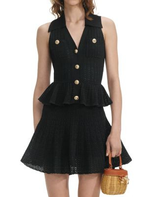 Black Pointelle Knit Mini Dress | Bloomingdale's (US)
