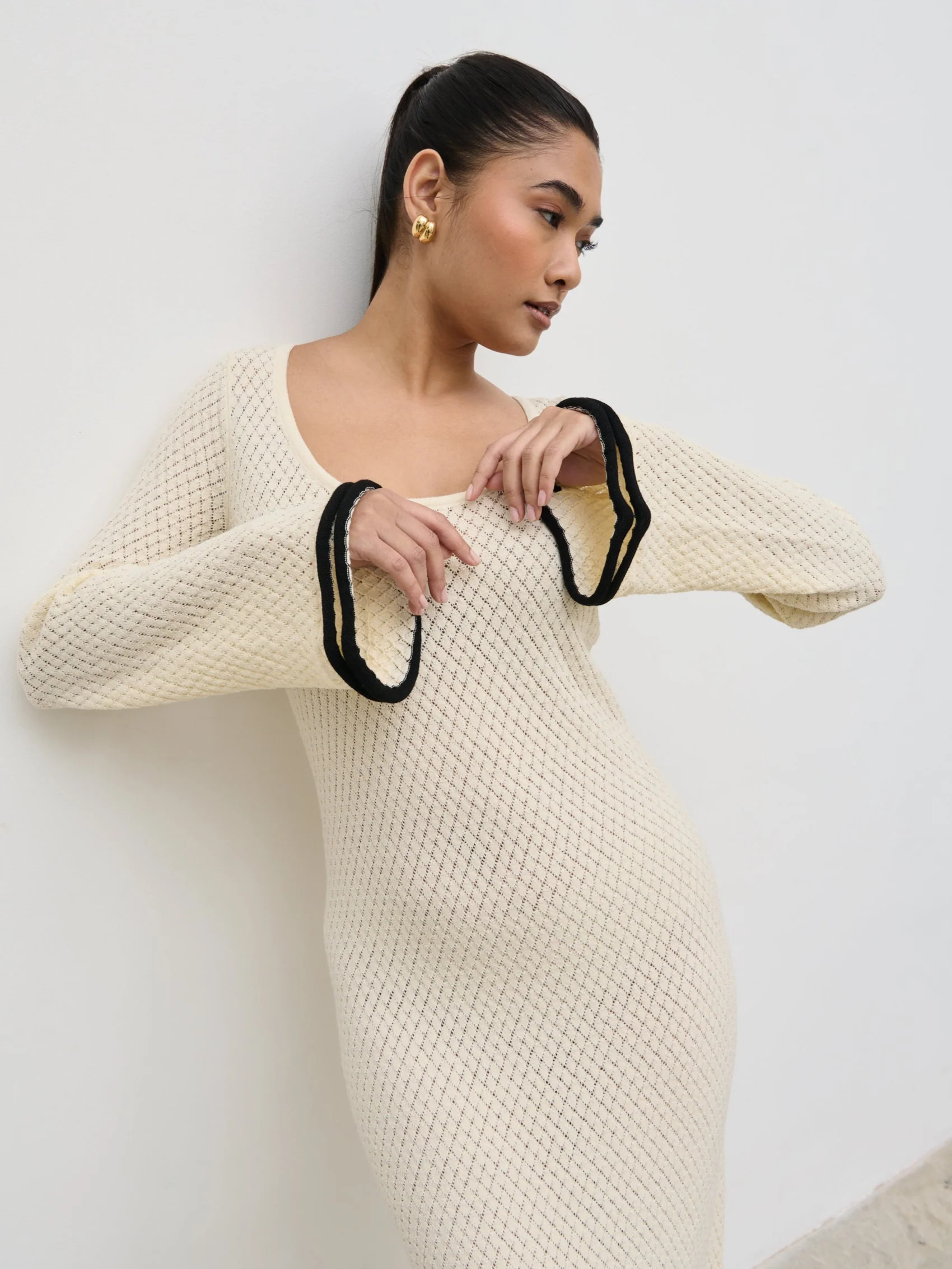 Bellamy Frill Tiered Sleeve Knit Maxi Dress | Pretty Lavish (UK)