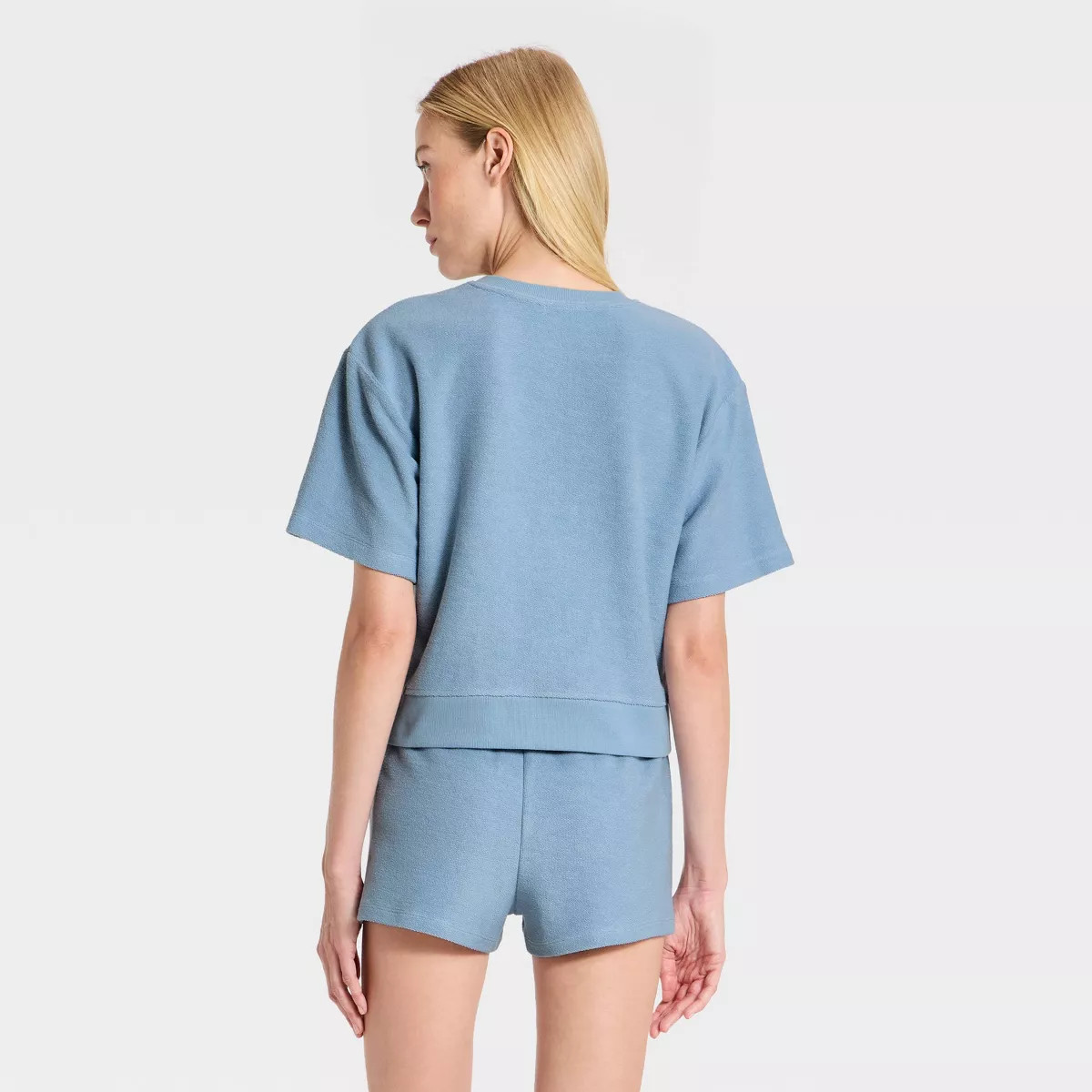 Women's Short Sleeve Textured Terry T-Shirt - Universal Thread™ Blue XS | Target