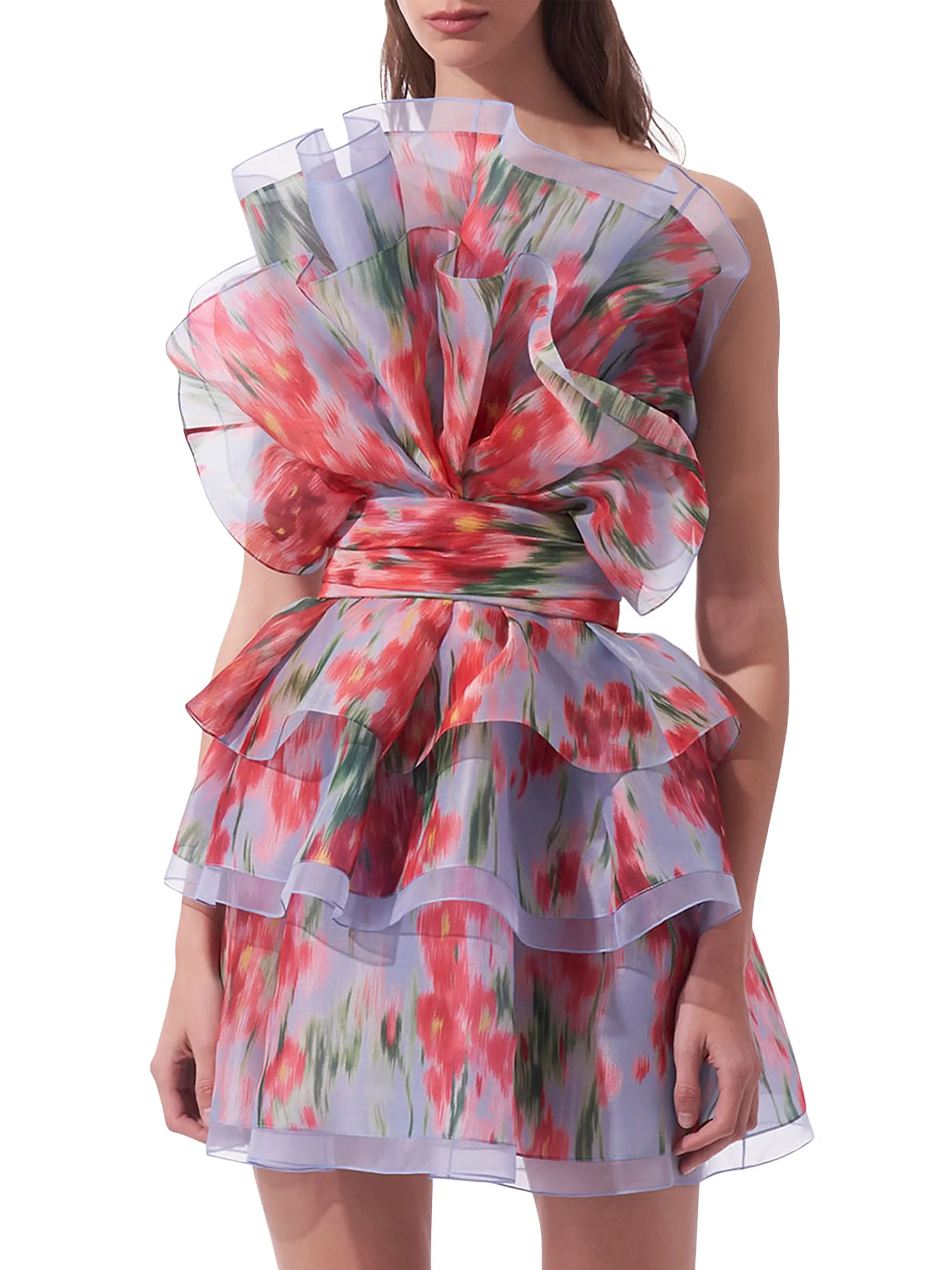 Floral Silk Ruffled Strapless Minidress | Saks Fifth Avenue