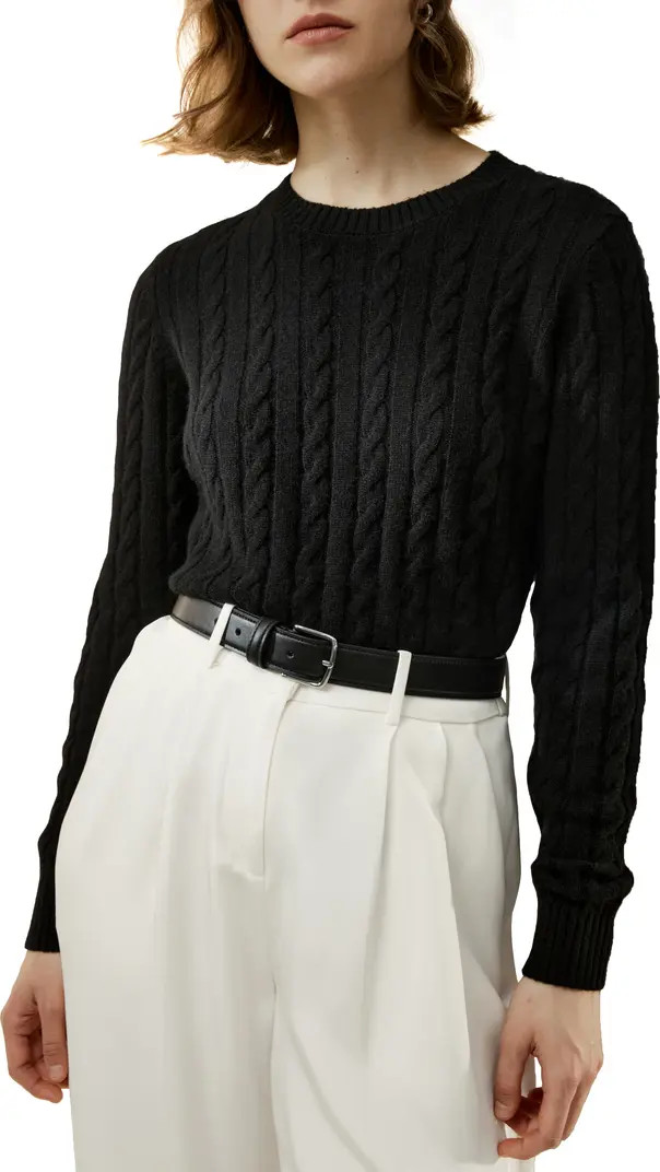 Classic Cable Knit Sweater with Ribbed Edges | Nordstrom