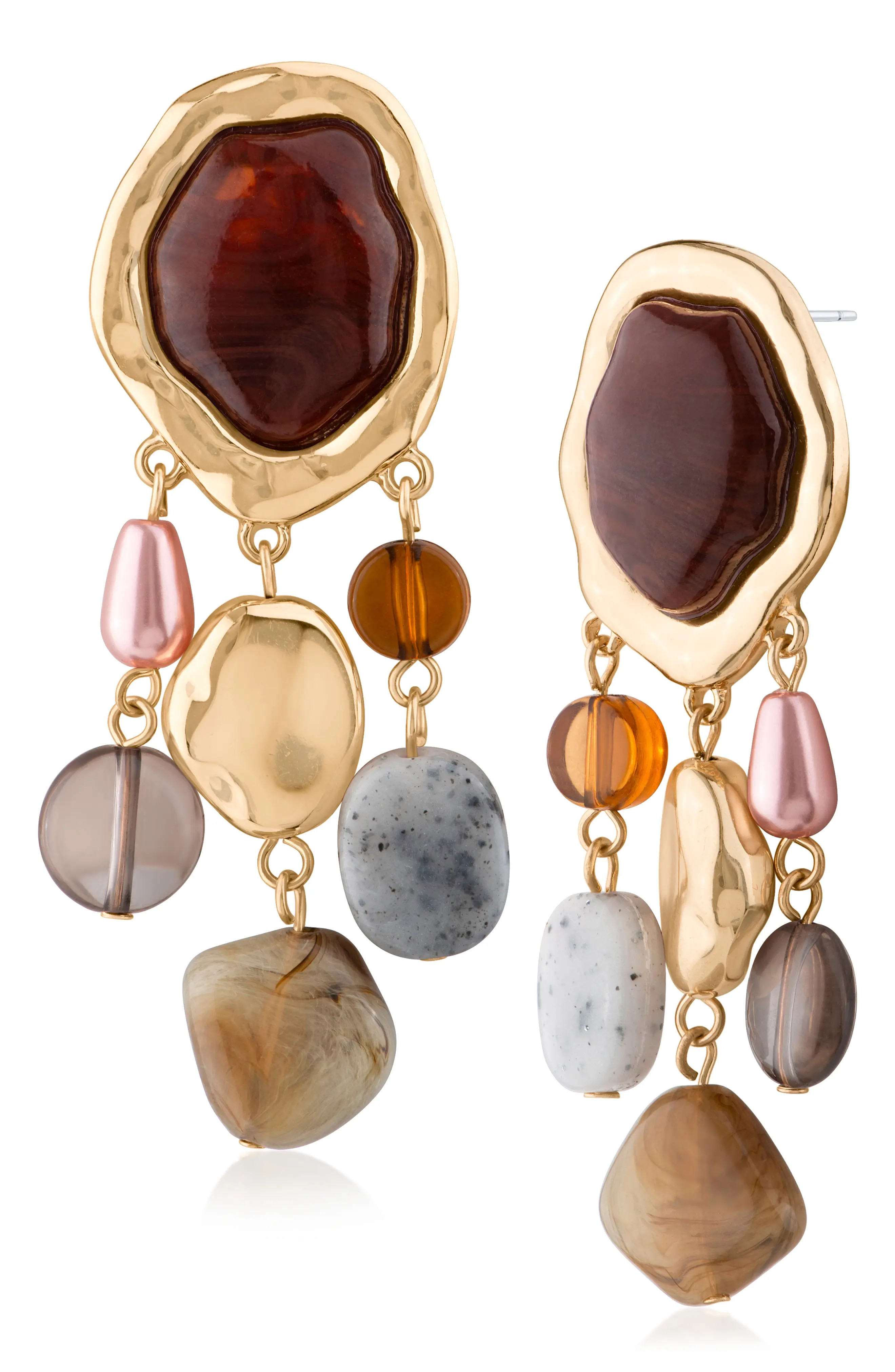 JARDIN Pebbled Mixed Stone Statement Drop Earrings in Multi/Gold at Nordstrom Rack | Nordstrom Rack
