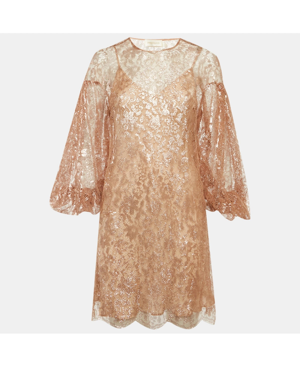 Pre-Owned Zimmermann Womens Rose Gold Lace Mini Dress | Macy's