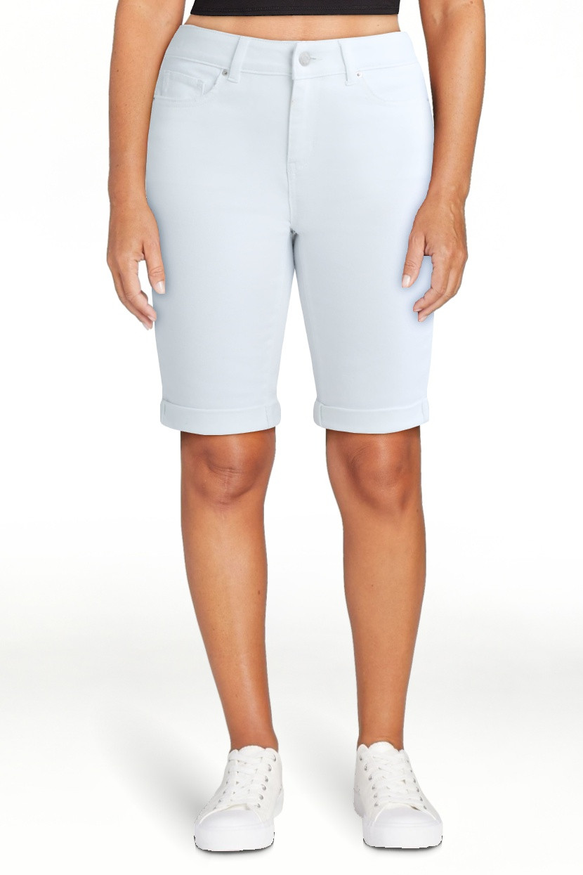 Time and Tru Women's Mid Rise Denim Bermuda Shorts, 10" Inseam, Sizes 0-22 | Walmart (US)