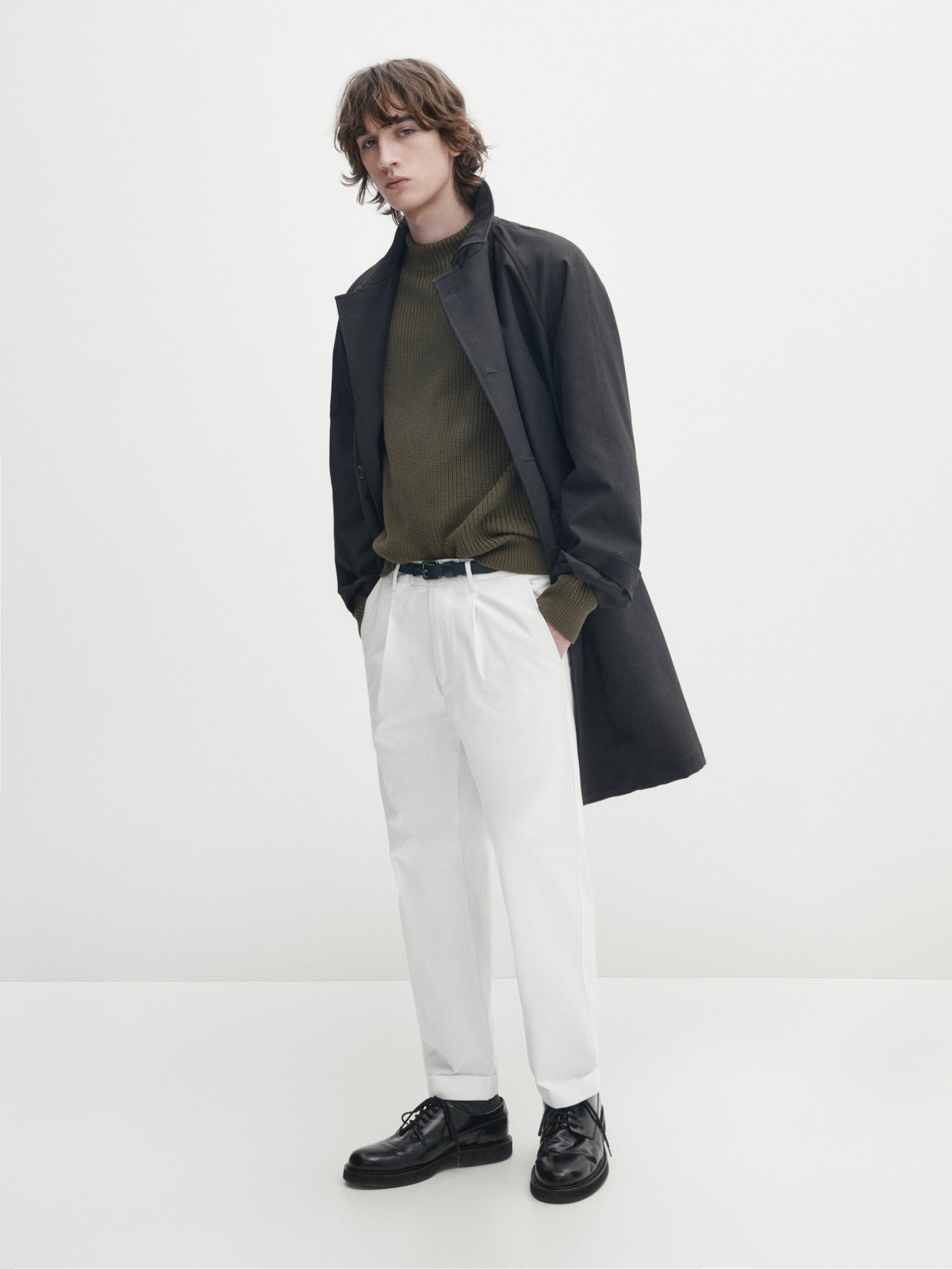 Mock turtleneck cotton purl knit sweater | Massimo Dutti UK