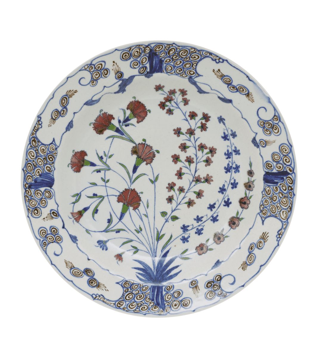 Set of Four Isphahan Porcelain Large Dinner Plates | OKA US