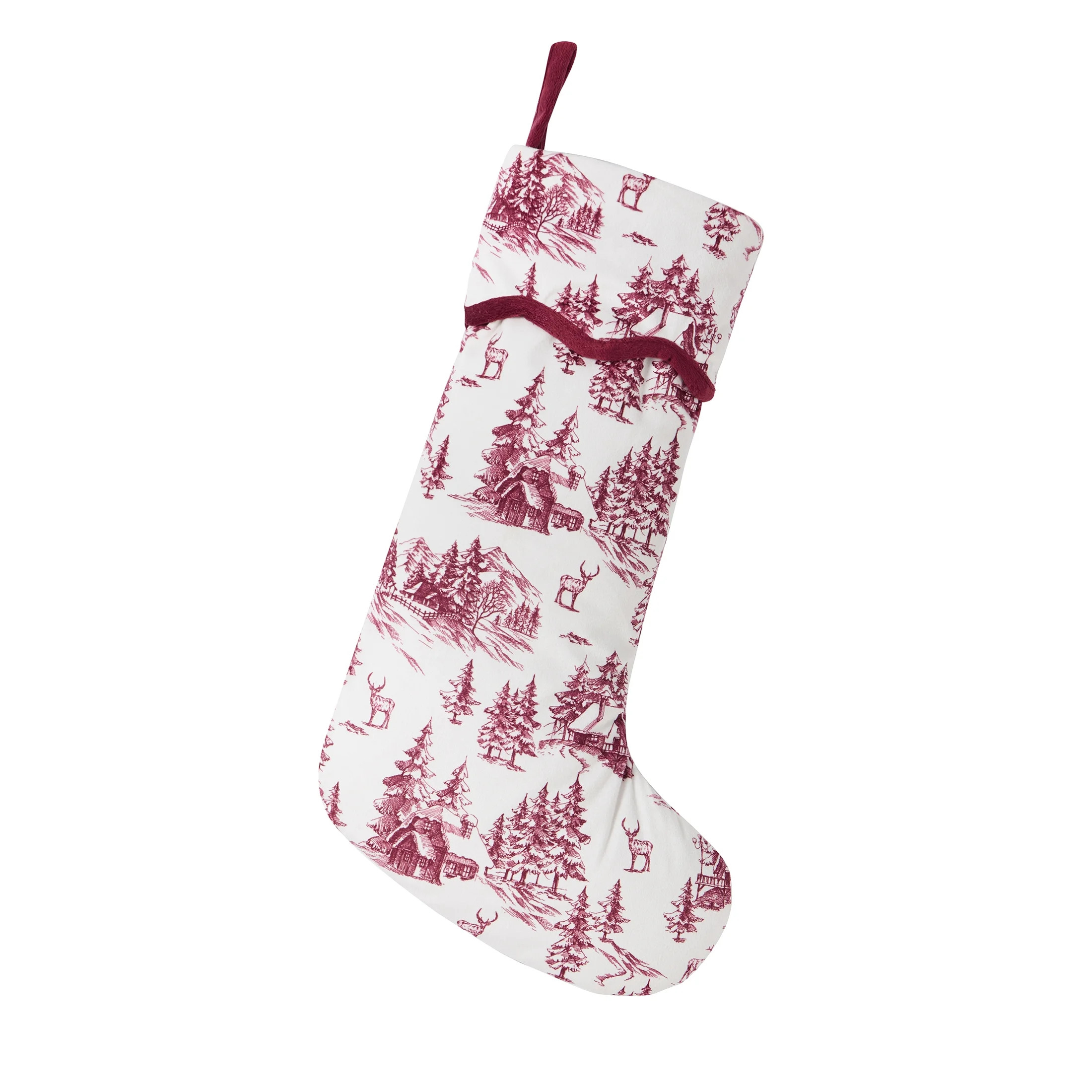 Red and Ivory Forest Christmas Stocking, 19", by My Texas House | Walmart (US)