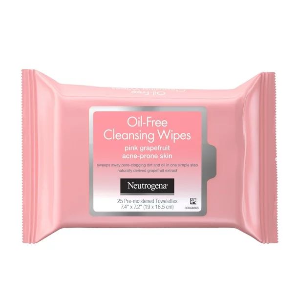 Neutrogena Oil-Free Pink Grapefruit Facial Cleansing Wipes, 25 Count | Walmart (US)