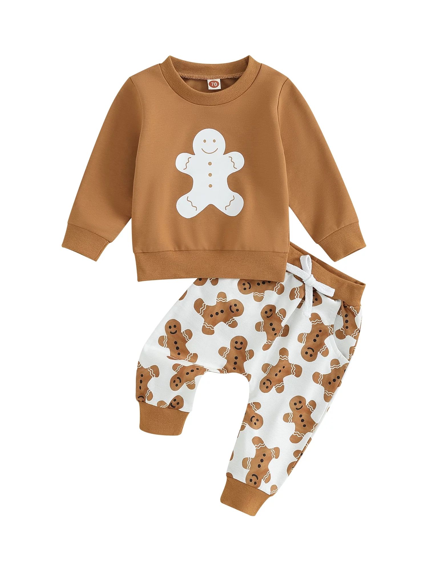 Meihuid Gingerbread Man Print Sweatshirts Pants for Toddler Boys Holiday Outfits | Walmart (US)
