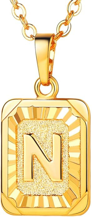 U7 Monogram Necklace A-Z 26 Letters Pendants 18K Gold/Platinum Plated Square Tiny Initial Necklac... | Amazon (US)